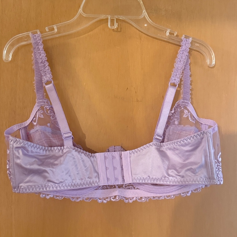 Jezebel Women’s Lace Plaid Sheer Underwire Bra Lingerie Purple Size 38DD/E - Picture 3 of 6